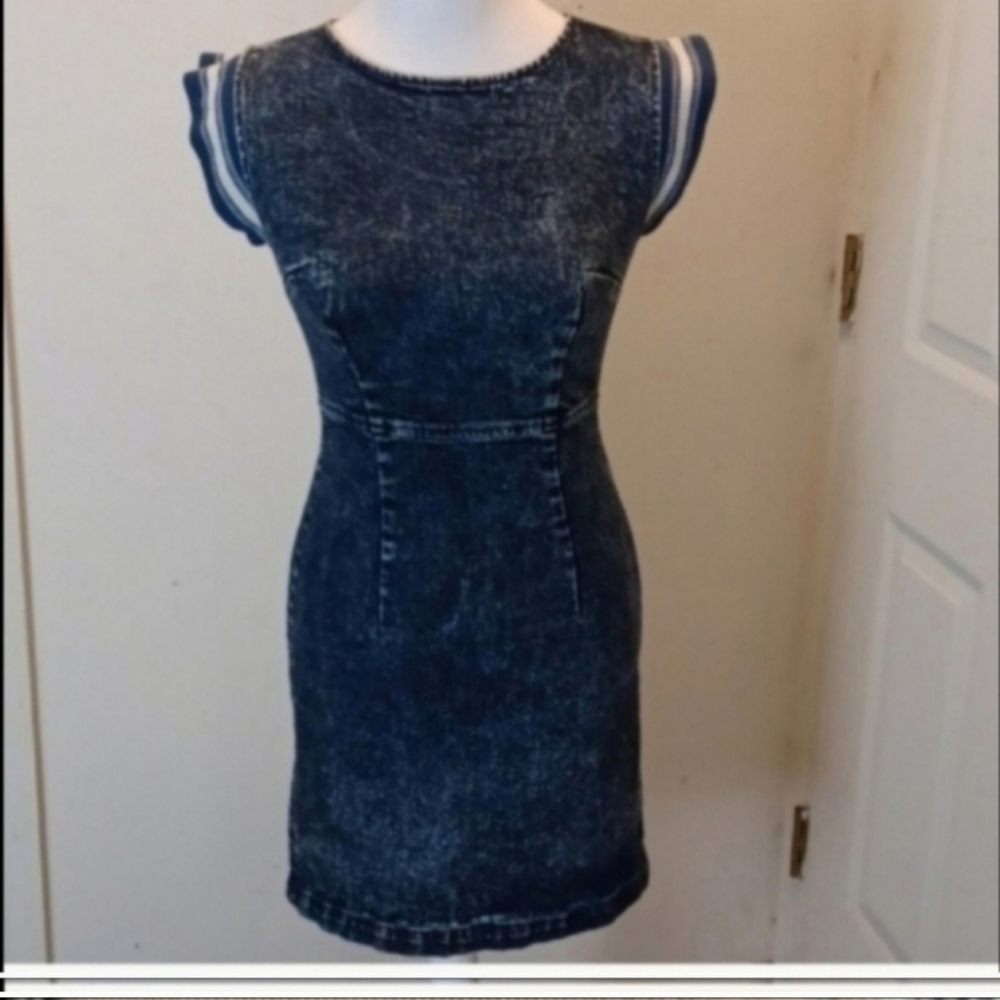 Father's daughter denim dress fitted bodycon stretchy size XS REVOLVE